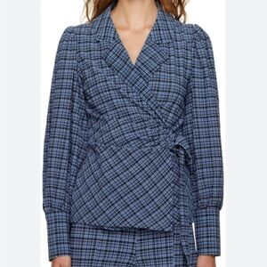 GANNI Black and Blue Checkered Top and Pant Set
